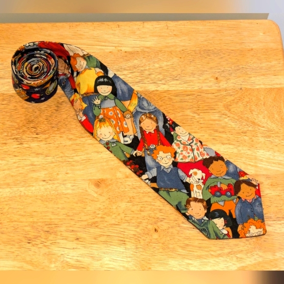 EUC 90s Flax Blue the Magic School Bus Double Sided Tie - Picture 2 of 8